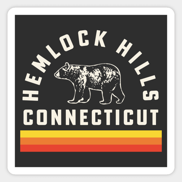 Hemlock Hills Connecticut Souvenir Bear Retro Vintage Stripes Magnet by PodDesignShop